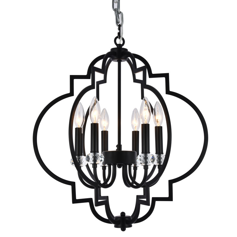 Lustre en cristal 6 lumières Jakayla, Noir