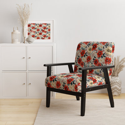 Fauteuil d'appoint rembourré Vintage Romance Red Floral Bliss