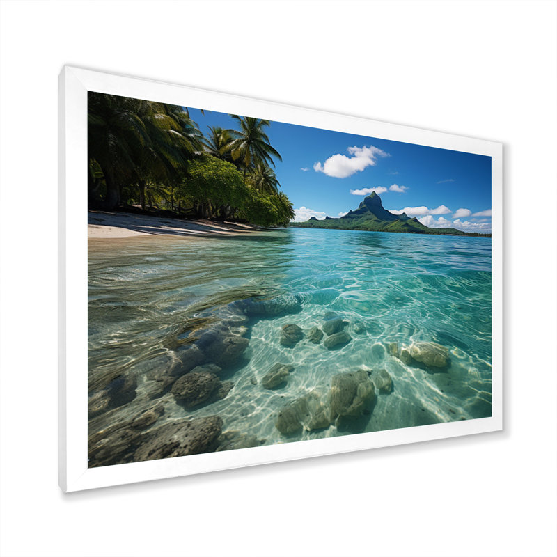 «Alyisa Bora Bora Beach I», reproduction sur toile, H 12 po x l 20 po x P 1 po, Cadre simple blanc
