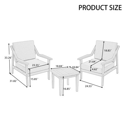 Marlo Teak Outdoor Two-person Patio Set With Cushions And Side Table