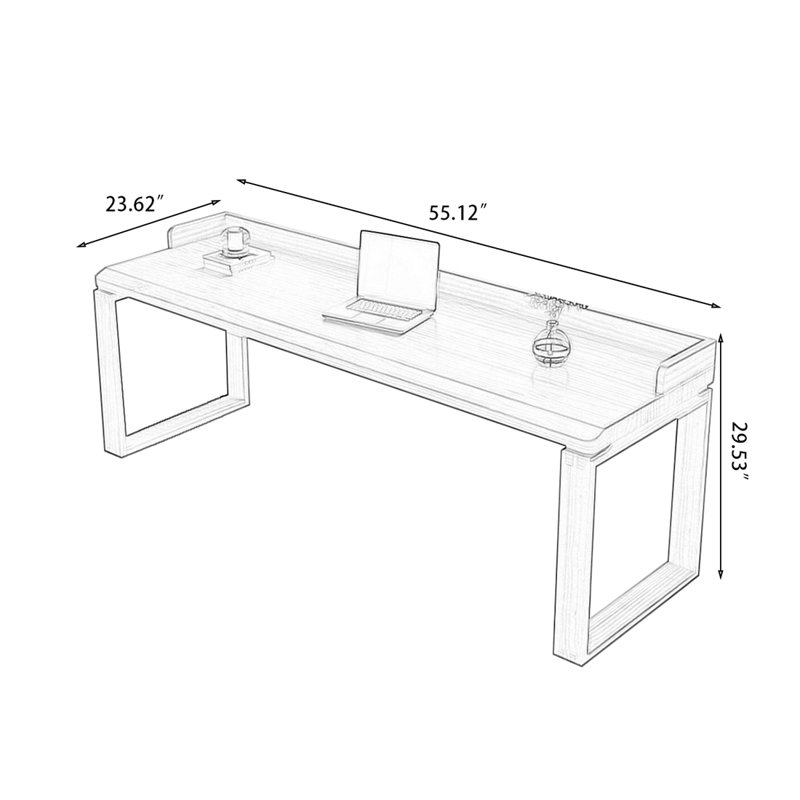 Bureau d'écriture Burlywood, Brun orangé, H 29,53 po x l 55,12 po x P 23,62 po 