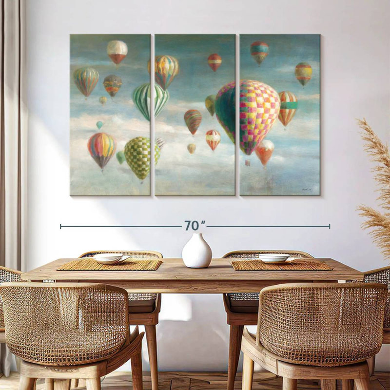 Mehar Hot Air Balloons With Pink, 42" H x 65" W