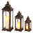  Set of 3 Vintage Candle Lanterns Decorative Outdoor Lantern (Black)