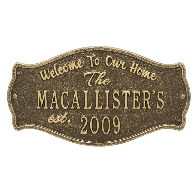 4-Line Wall Address Plaque, Antique Brass