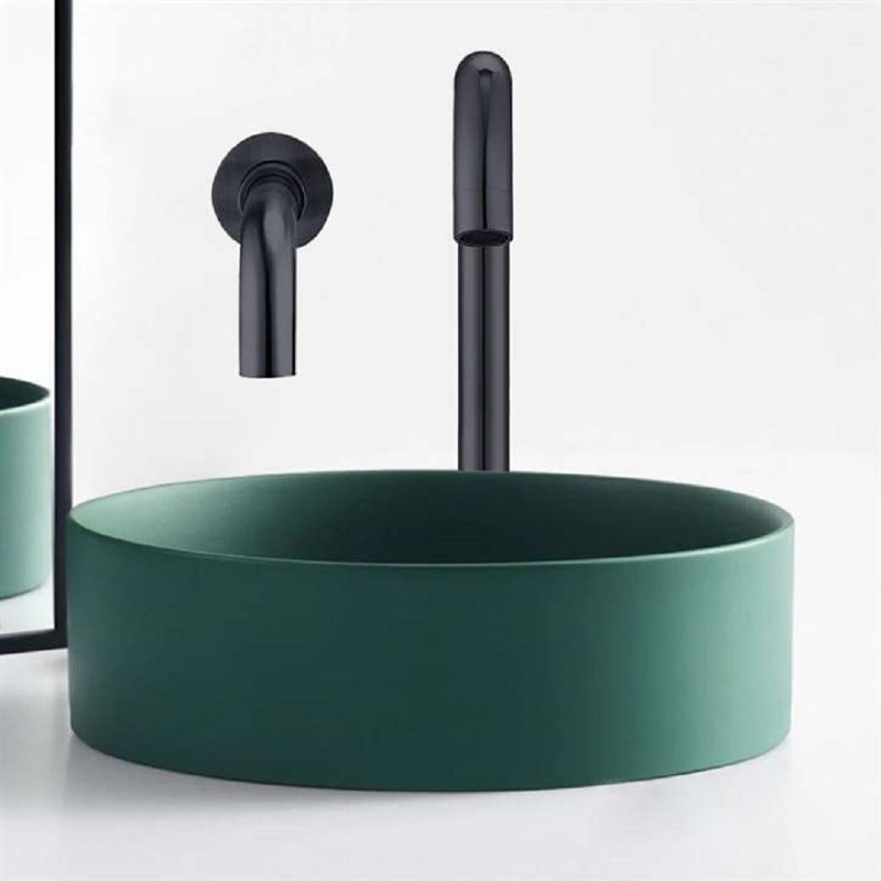 Lavabo-vasque Fontana et robinet à capteur de mouvement sans contact noir mat avec distributeur de savon liquide automatique