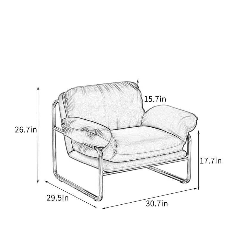 Chaise de loisirs rétro en acier inoxydable., Blanc cassé