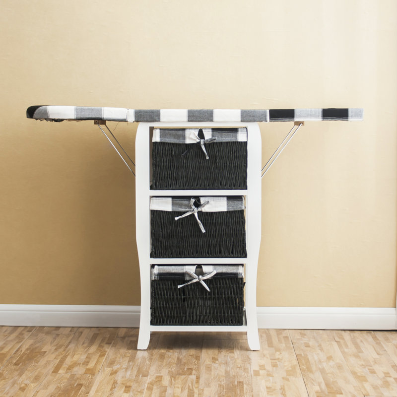Wood Freestanding Ironing Board, Black/White