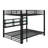 Metal Queen Over Queen Bunk Bed With Storage Cabinets And LED