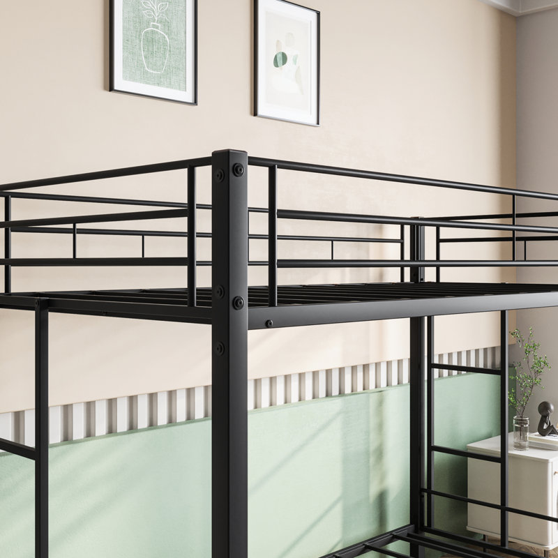 Lit superposé en métal simple au-dessus de conception simple, sans sommier, noir avec cadre et espace de rangement supplémentaire nécessaire