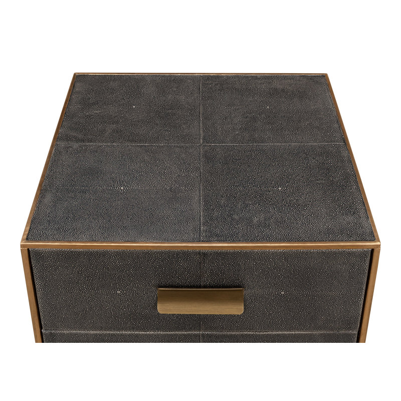 Shagreen 3 - Drawer Solid Wood Nightstand, Antique Gray
