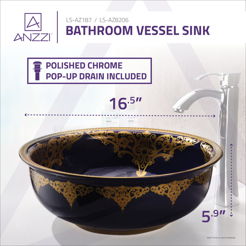 Lavabo de salle de bain vasque circulaire en verre trempé bleu royal Sauano