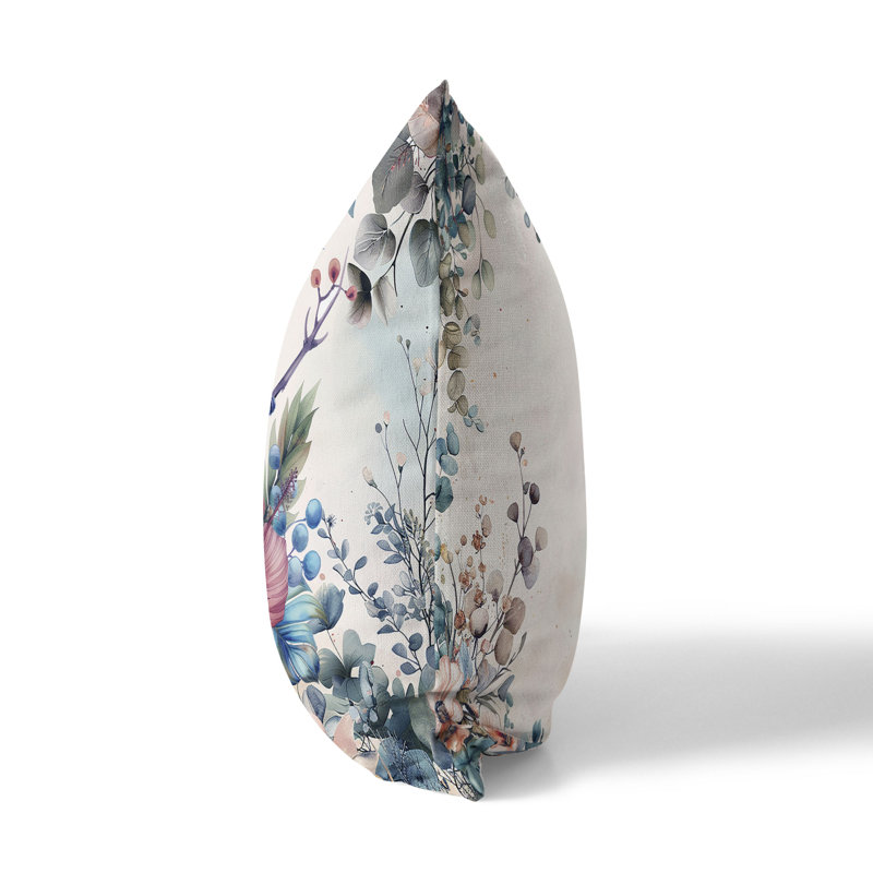 Coussin Whispers of Nature, H 18 po x l 18 po, Bleu / Rose