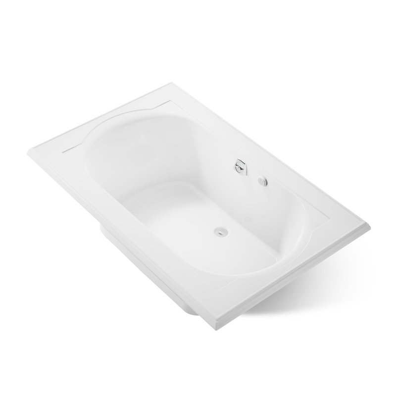 Memoirs 66" x 42" Drop In Whirlpool Acrylic Bathtub with Heater, White