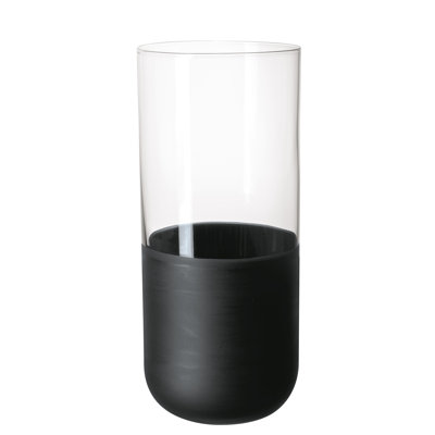 Villeroy & Boch Manufacture Rock Collection Longdrink Glass Set, Set of 4, Crystal Glass with Matte Black Base, Made in Europe, Capacity 10 oz