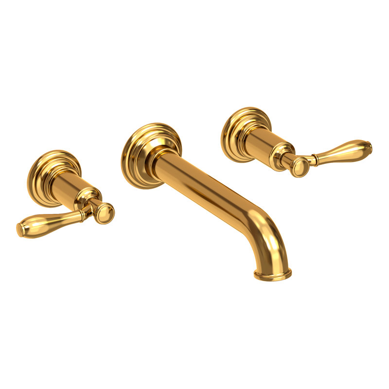 Ithaca Wall Mount Bathroom Faucet, Aged Brass