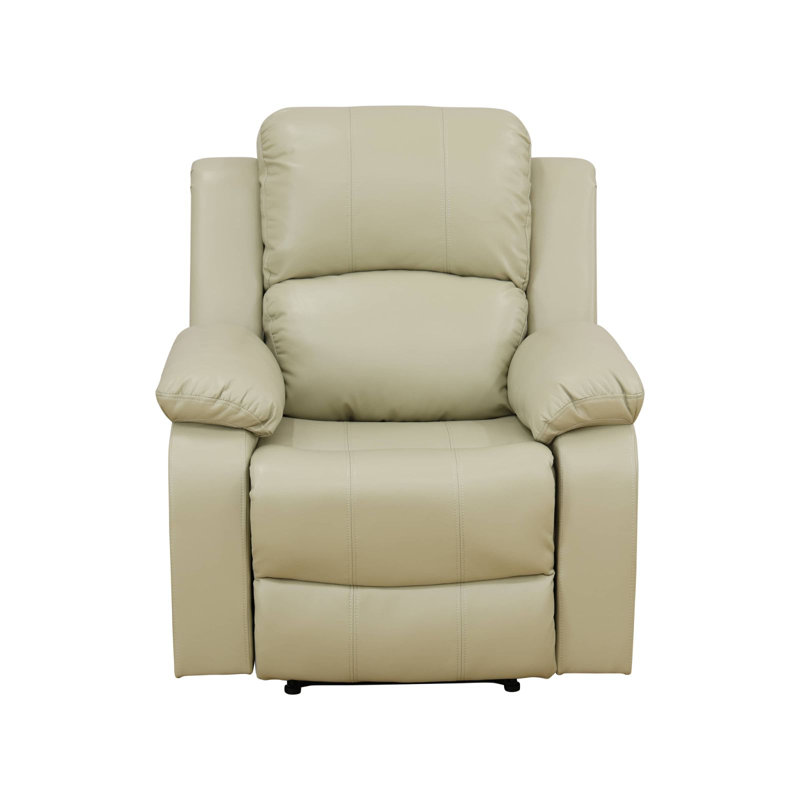 Canapé simple à dossier réglable avec structure en bois massif et support à double ressort, Beige