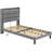 Modern Style Fabric Upholstered Bed XL Twin Size, Platform Bookshelf Bed With Power Outlets-664977269
