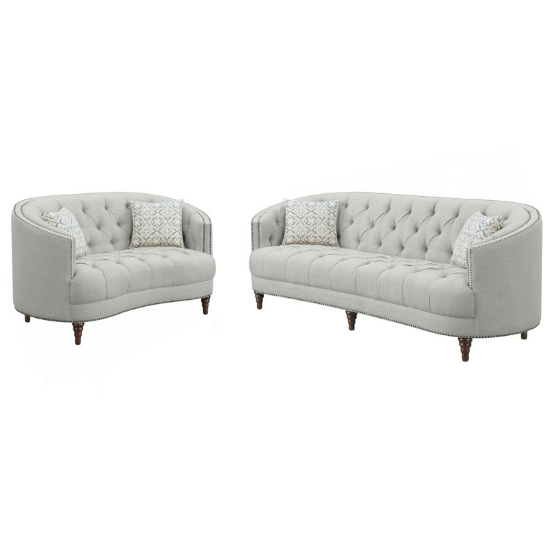 Veronica Light Grey 2-Piece Fabric Living Room Set