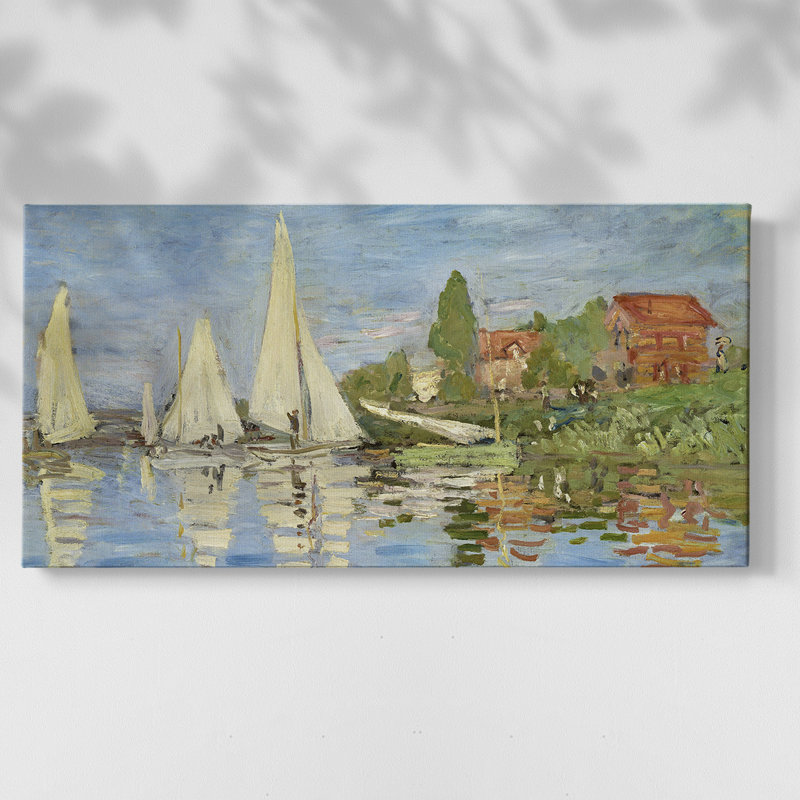 Nautical Series-CDLXVII- Toile tendue avec châssis tendue, prête à être accrochée, H 17 po x l 33 po, Doré