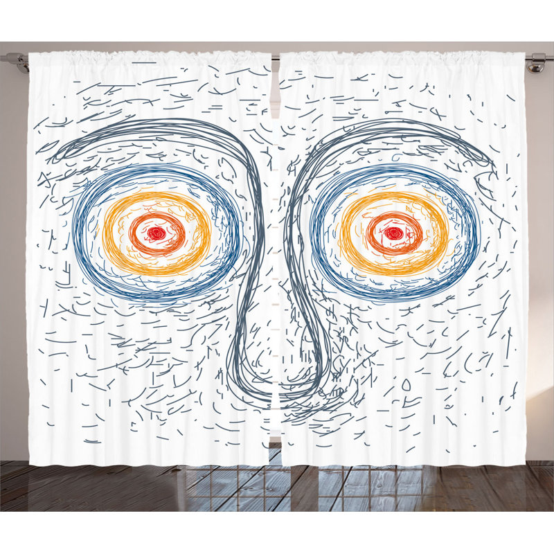 Psychedelic Semi-Sheer Rod Pocket Curtain Panels, 54" x 84"