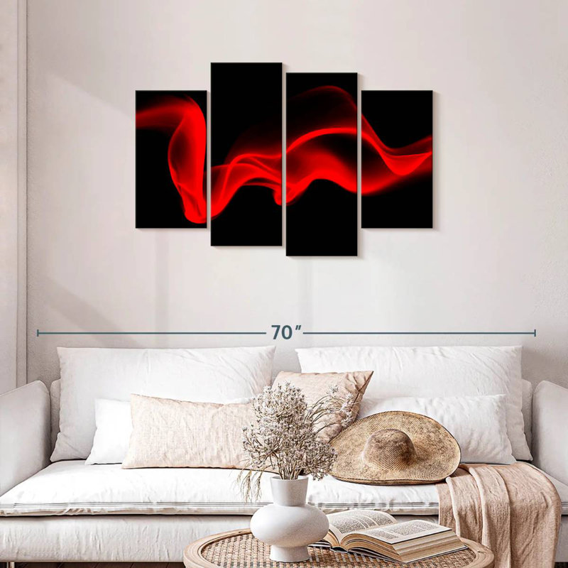 Abstrait numérique rouge Avery Wispy, H 27 po x l 43 po