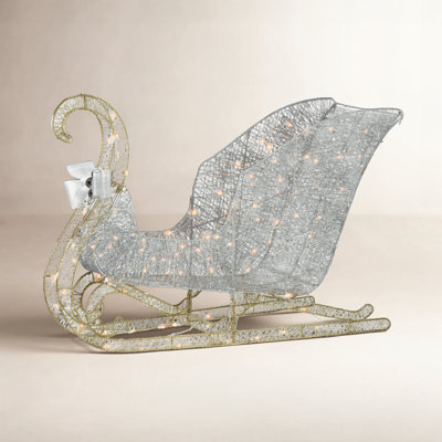 48 in. Silver Santas Sleigh with Cool White LED Lights
