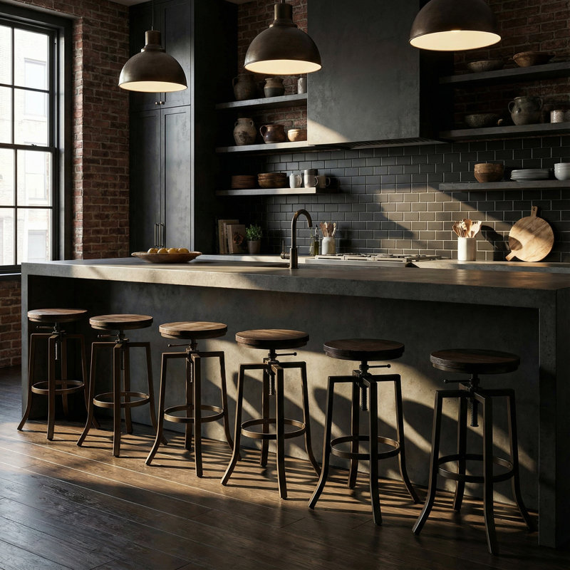 Solid Wood Adjustable Height Counter Stool