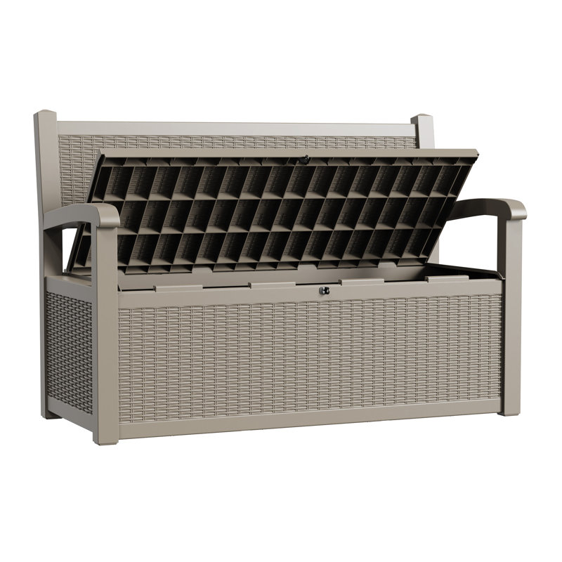 Boîte de rangement en résine résistante aux intempéries de 120 gal, boîte de rangement imperméable, Grey