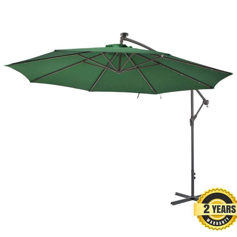 Casen 350cm Lighted Cantilever Parasol, Green