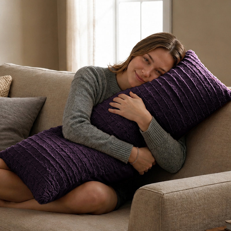 Faux Fur Throw Pillow, Purple