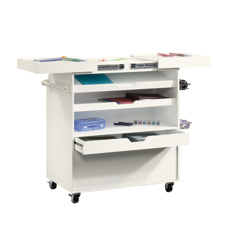 Engineered Wood Traditional Craft Cart, White