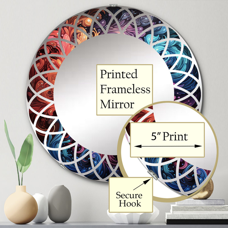 Luciole - Miroir mural rond moderne, 24 po x 24 po