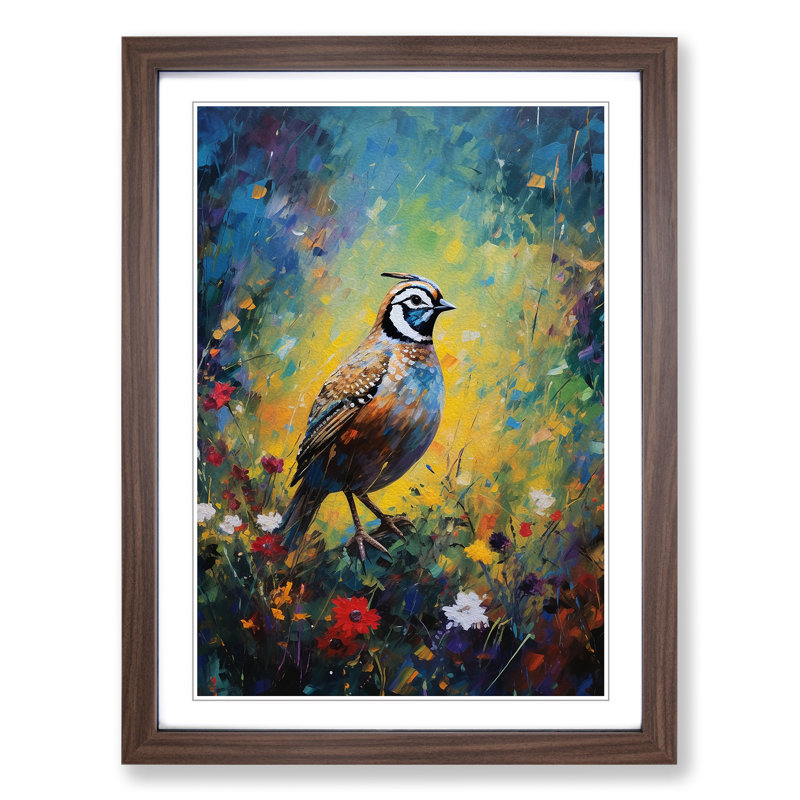 Partridge Impressionism No.2 - Single Picture Frame Print on Wood, Walnut Framed, 64cm H x 46cm W x 2cm D