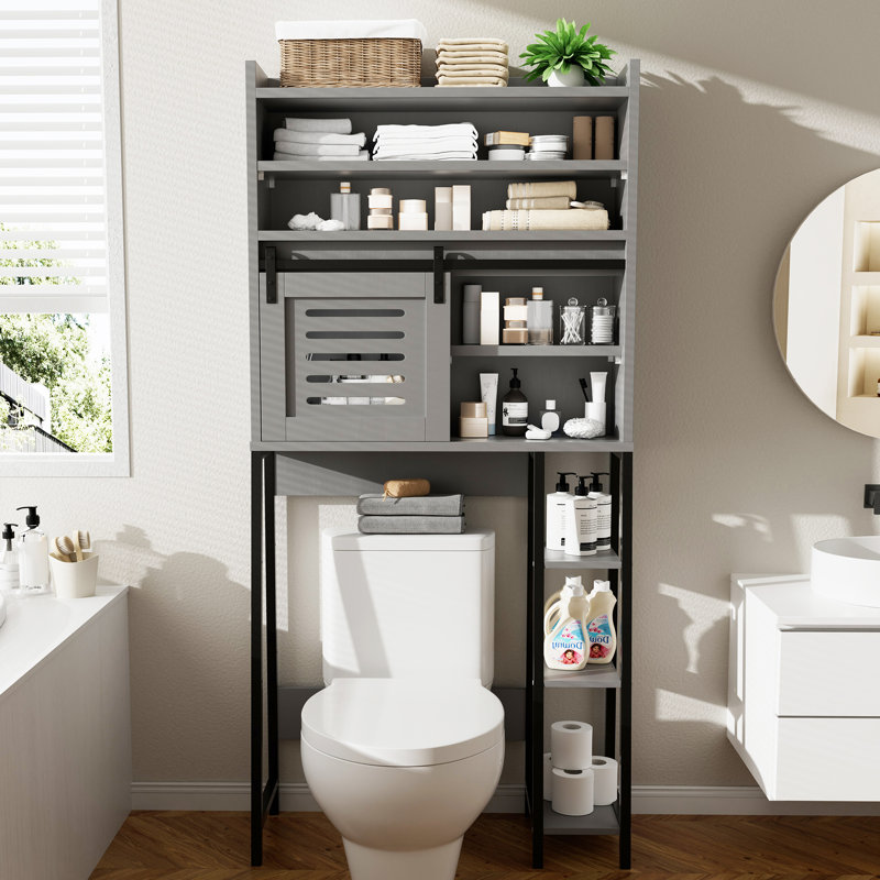 Armoire de rangement au-dessus de la toilette avec portes coulissantes Daylah, Gris