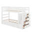 Lit superposé simple au-dessus de simple avec lit gigogne et escalier-472051719