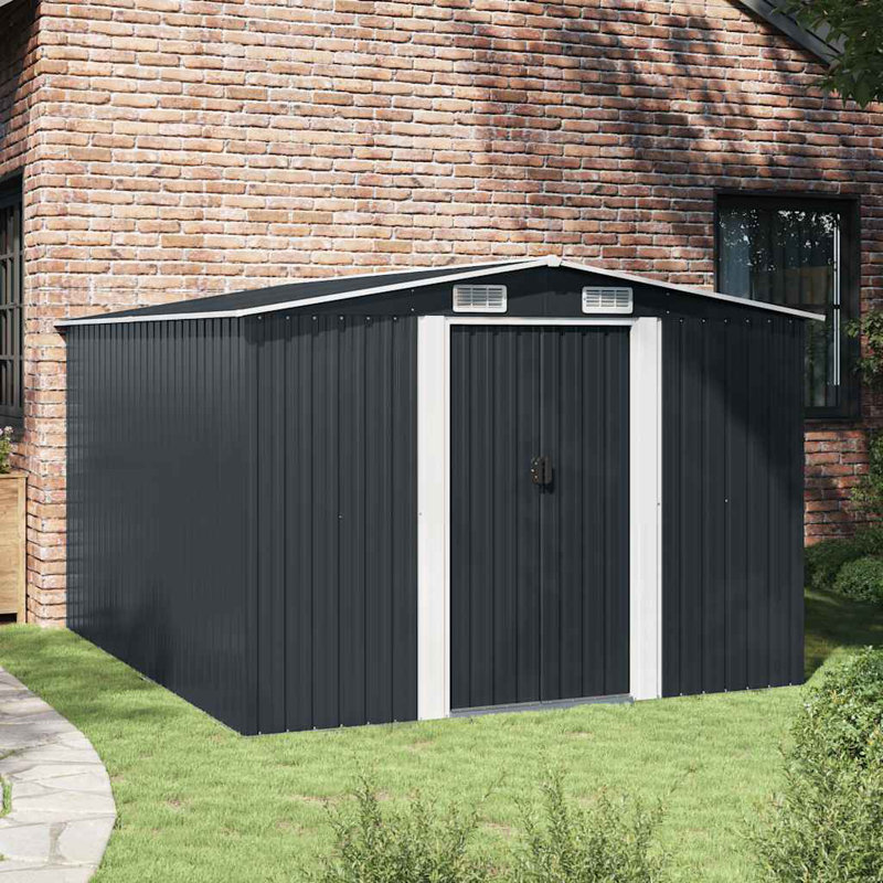 Remise de rangement traditionnelle en acier l 8,43 pi. X P 9,78 pi., Brun