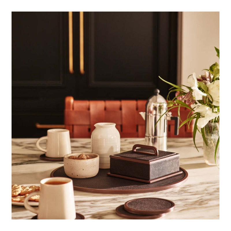 Ensemble de sous-verres ronds 4 pièces, Brun