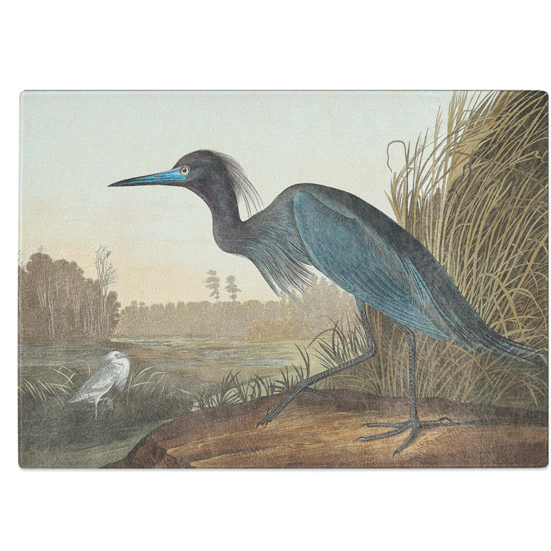 Tempered Glass Heron Chopping Board, 39 cm W x 28.5 cm L