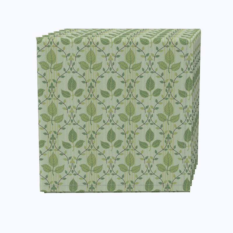 100% Cotton Green Leaf Ornaments Square Napkin
