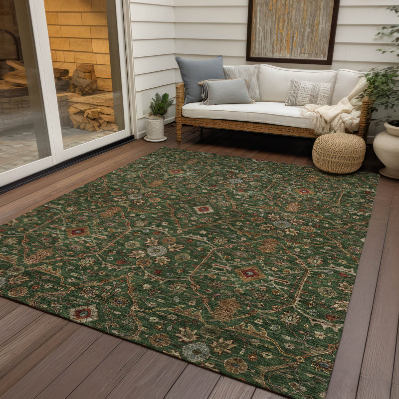 Emerald Flat Woven Synthetic Rectangular Rug 2'6" x 3'10"