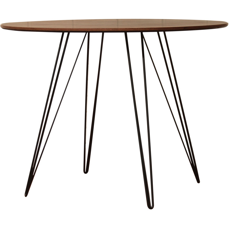Williams Oval Metal Base Dining Table, Black, 30" H x 46" L x 40" W, Walnut