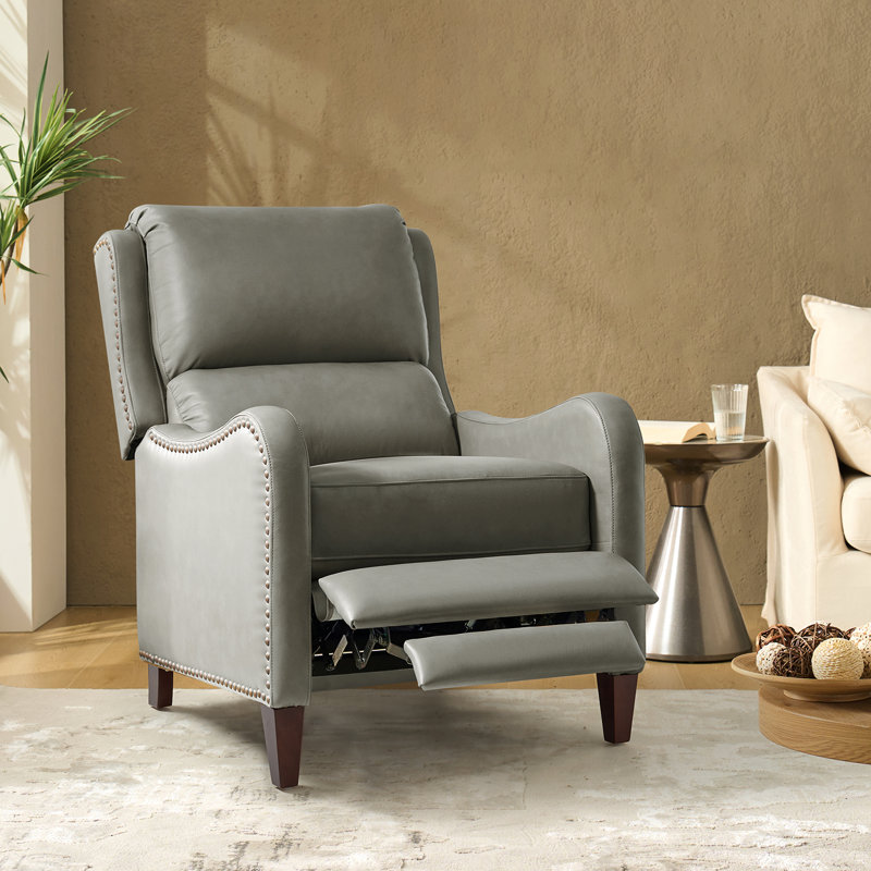 Neliyah 28.75" Wide Genuine Leather Recliner, Dove