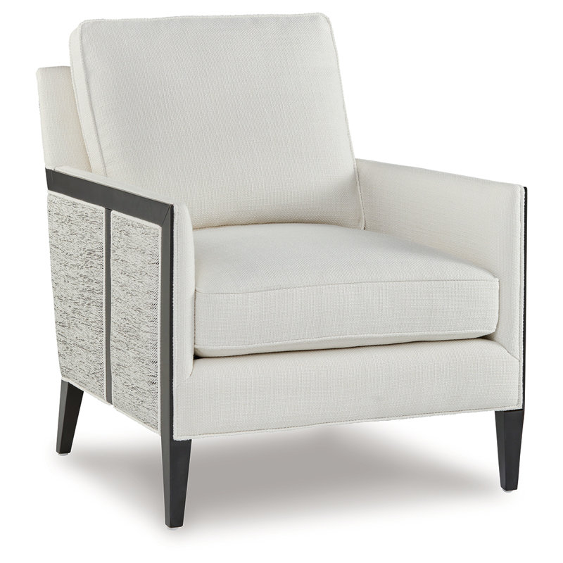 Ivory and Black Geometric Wood Frame Accent Chair
