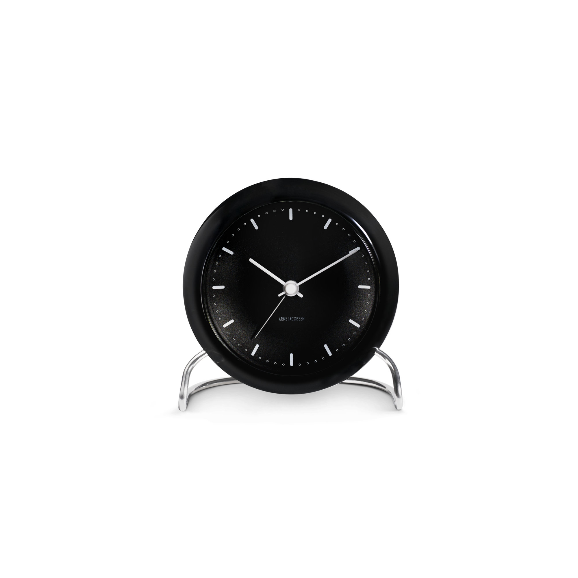 City Hall Analog Electric Alarm Tabletop Clock, Black/Silver