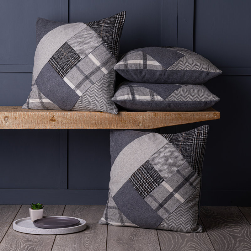 Seren Plaid Square Throw Pillow Cover