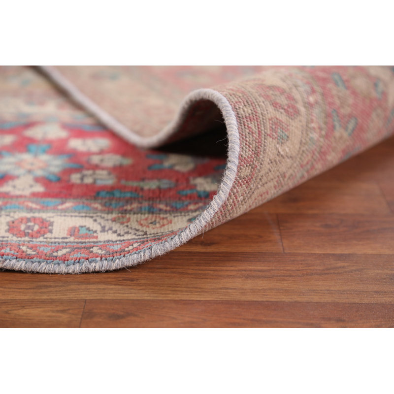 Tapis floral mauve en laine 10x13