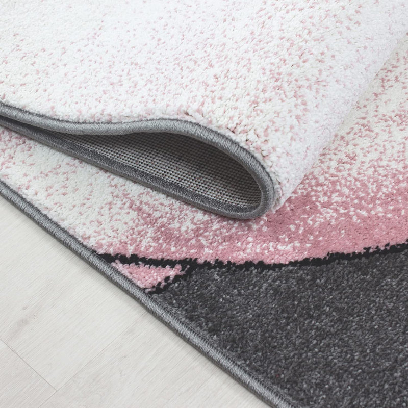 Chives Power Loom Pink/Grey Rug, Rectangle 120 x 170cm