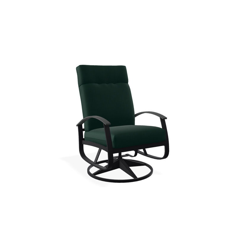 Chaise berçante pivotante réglable avec coussins Askar, Toile Sunbrella® vert forêt, Graphite classique P30, Noir texturé