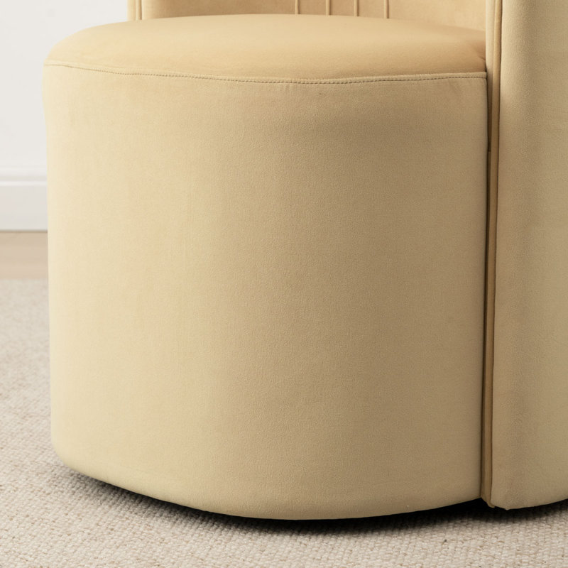 Chaises d'appoint tonneau en velours avec roulettes, Crème