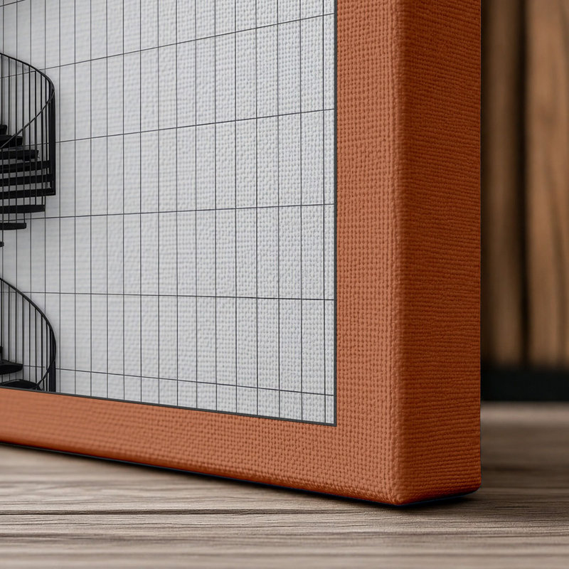 Six Spinning Gears Industrial - Wrapped Canvas, 30x20 - 76.2 x 50.8 cm, Terracotta Border